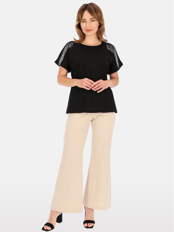 Perso Perso Tričko TCE240011F Čierna Regular Fit