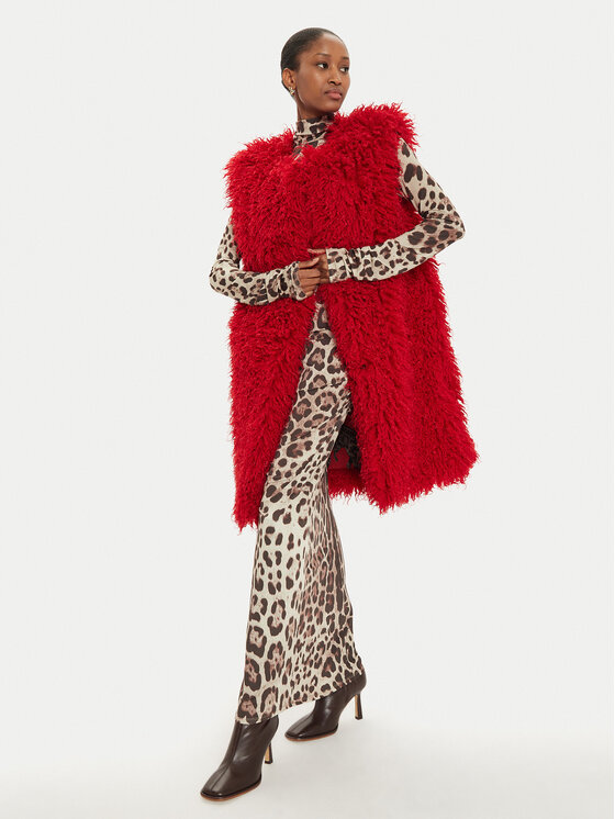 Just Cavalli Just Cavalli Brezrokavnik 77PAS428 Rdeča Loose Fit