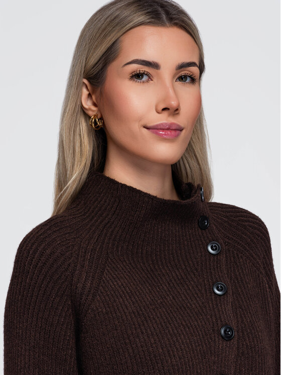 Ombre Ombre Sweter OW-SW-E0014 Brązowy Regular Fit