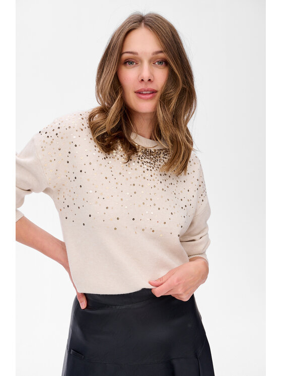 Sweter blue shadow, Beżowy, S7051