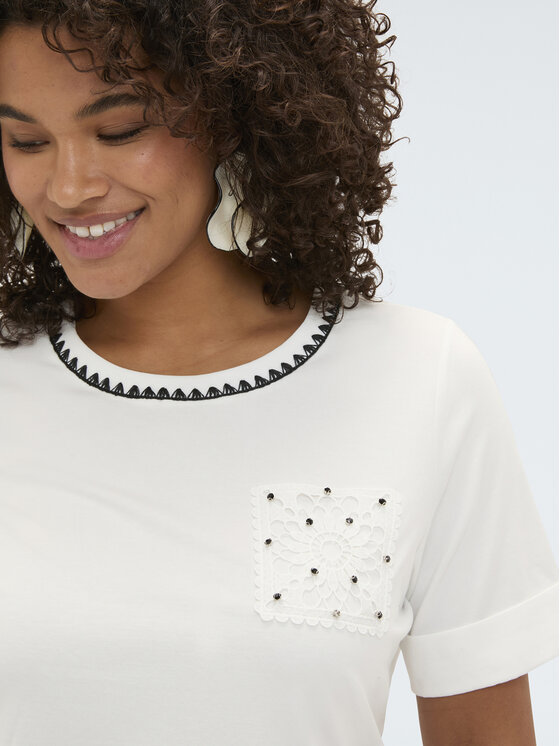 Fiorella Rubino Fiorella Rubino T-shirt G0AFL009162N011 Bianco Regular Fit