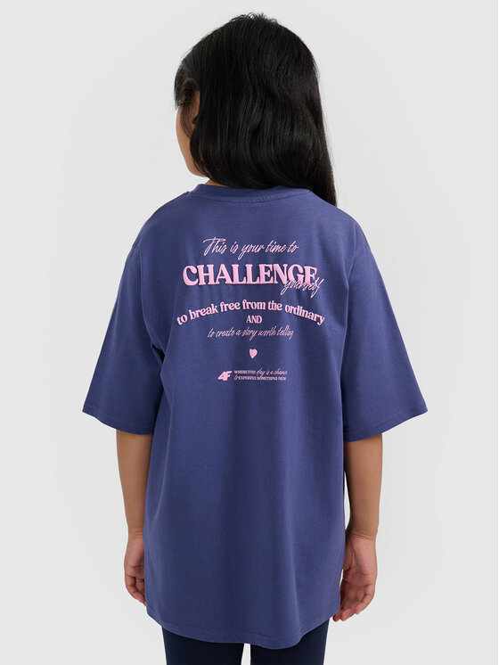 4F 4F T-Shirt BASIC+ Niebieski Oversize