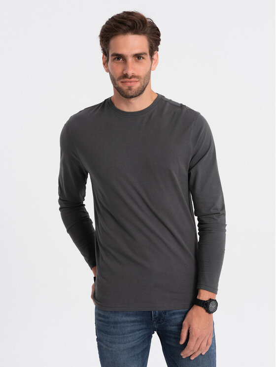 Ombre Ombre Longsleeve OM-LSBL-0106 Szary Regular Fit