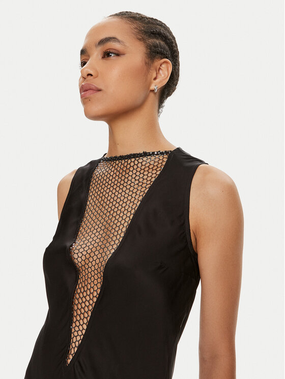 ROTATE ROTATE Cocktail obleka Arianna 112540100 Črna Slim Fit
