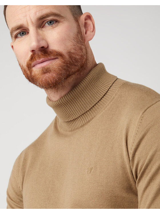Wrangler Wrangler Sweter ROLL NECK KNIT Beżowy Regular Fit