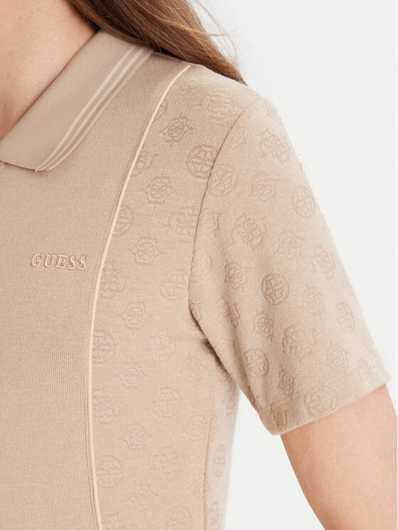 Guess Guess Trikotažinė suknelė V5YK00 KCX12 Smėlio Regular Fit