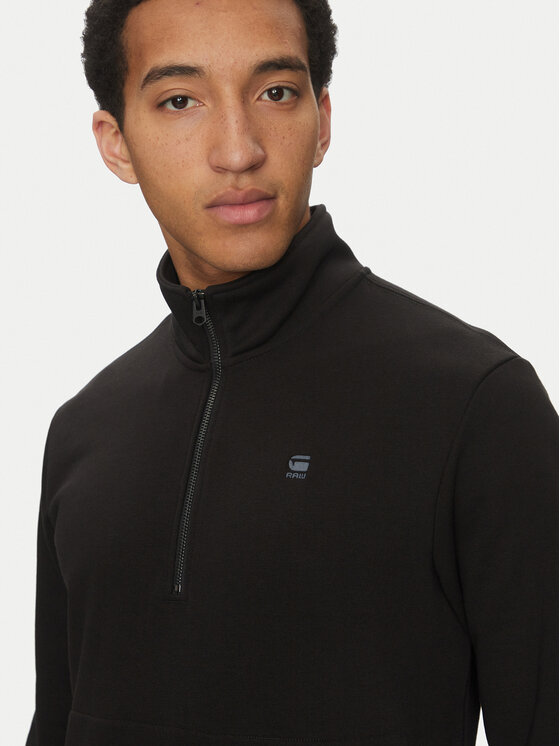 G-Star Raw G-Star Raw Majica dugih rukava Nifous Half Zip D26305-D566 6484 Crna Regular Fit