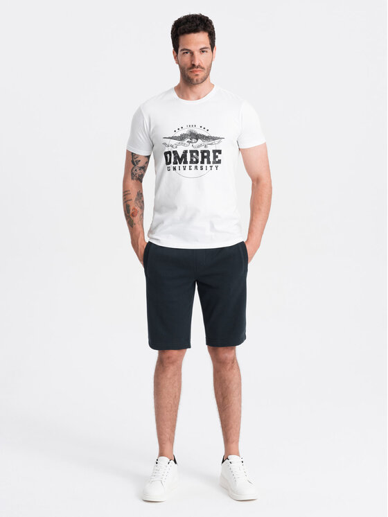 Ombre Ombre Šortky z materiálu OM-SRBS-0149 Černá Regular Fit