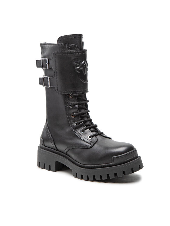PINKO Pinko Trapper stila apavi Cumino Stivale AI 22-23 BLKS1 1H2135 A072 Melns