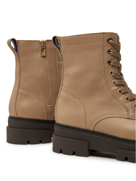 Tommy Hilfiger Tommy Hilfiger Trzewiki Bicolor Leather Lace-Up FW0FW08160 Beżowy