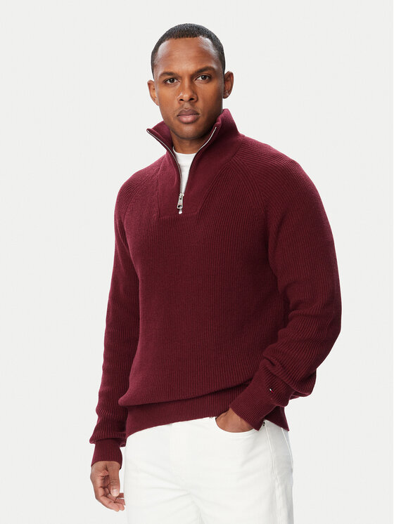 Tommy Hilfiger Tommy Hilfiger Kampsun Fisherman MW0MW42531 Bordoopunane Regular Fit