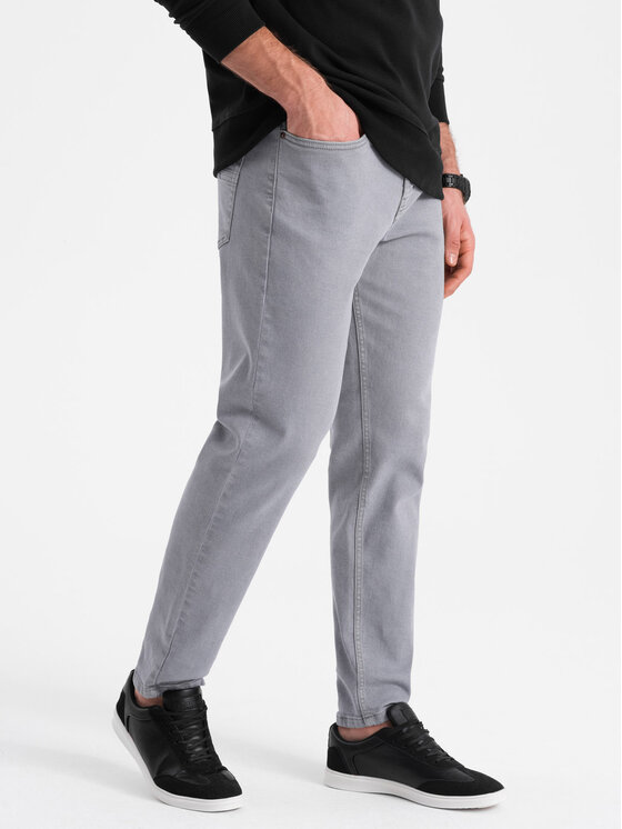 Ombre Ombre Jeansy OM-PADP-0148 Šedá Slim Fit
