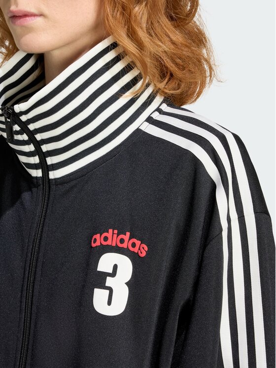 adidas adidas Bluza VINTAGE BB TT STRIPED RIB Czarny Regular Fit