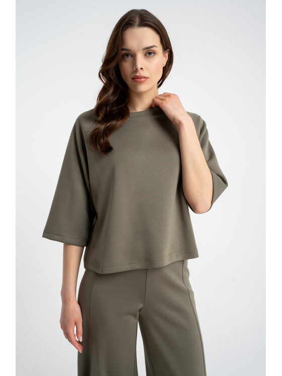 CLICK CLICK Μπλουζάκι 10-6690 Χακί Boxy Fit