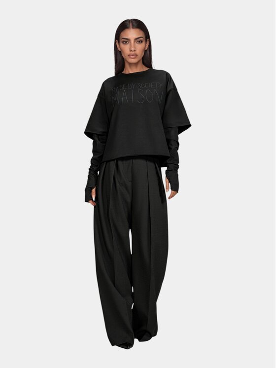 MADE BY SOCIETY MADE BY SOCIETY T-Shirt WIDE LAYER - T27902 Czarny Basic Fit