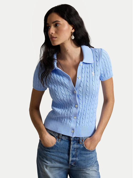 Polo Ralph Lauren Polo Ralph Lauren Pletena jopica 211963486500 Svetlo modra Slim Fit