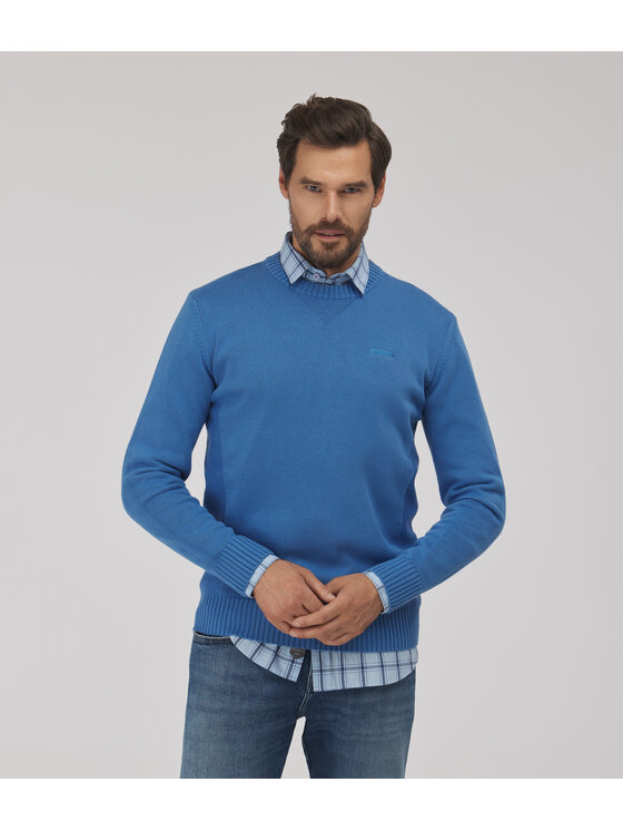 Lee Cooper Lee Cooper Sweter BILL Niebieski Reglan Fit