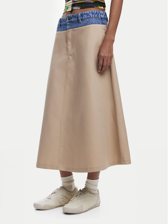 Desigual Desigual Trapézová sukně Barcelo 25SWFW12 Béžová Regular Fit