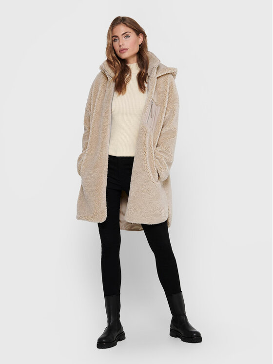 ONLY ONLY Fellmantel Sascha 15230461 Beige Regular Fit
