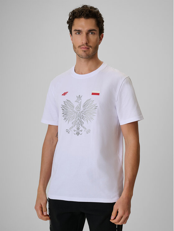 4F 4F T-Shirt STREFA KIBICA Biały Regular Fit