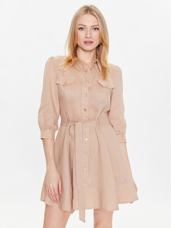 TWINSET Rochie tip cămașă 231LM2XBB Bej Regular Fit La Reducere si Transport Gratuit Femei 2023-09-29 3