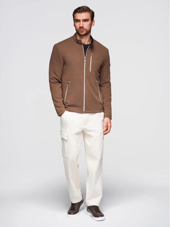 Ombre Ombre Kurtka przejściowa OM-JANP-0229 Brązowy Regular Fit