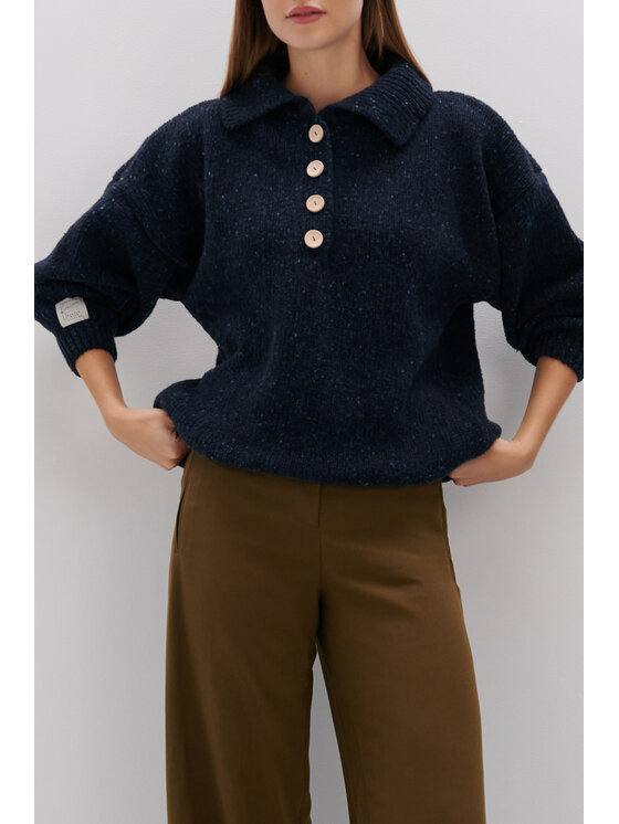 Fobya Fobya Sweter F2065 Granatowy Basic Fit