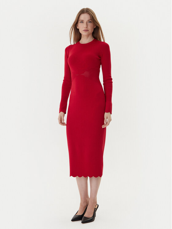 TWINSET TWINSET Trikotāžas kleita 252TP3040 Sarkans Slim Fit