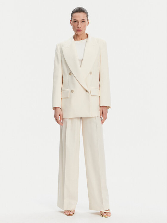 Simona Corsellini Simona Corsellini Spodnie materiałowe P25CPPA01901 Écru Relaxed Fit