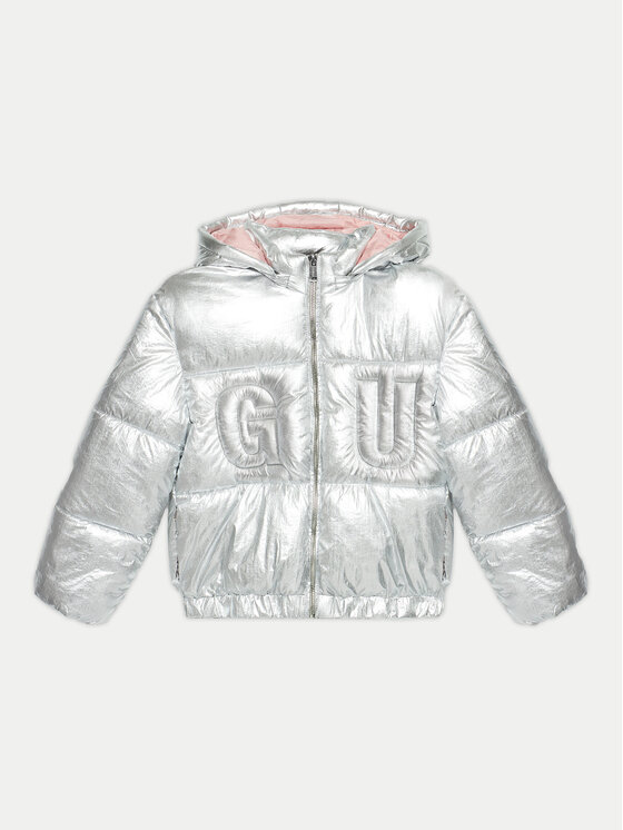 Guess Guess Μπουφάν πουπουλένιο J4BL10 WEYO0 Ασημί Regular Fit