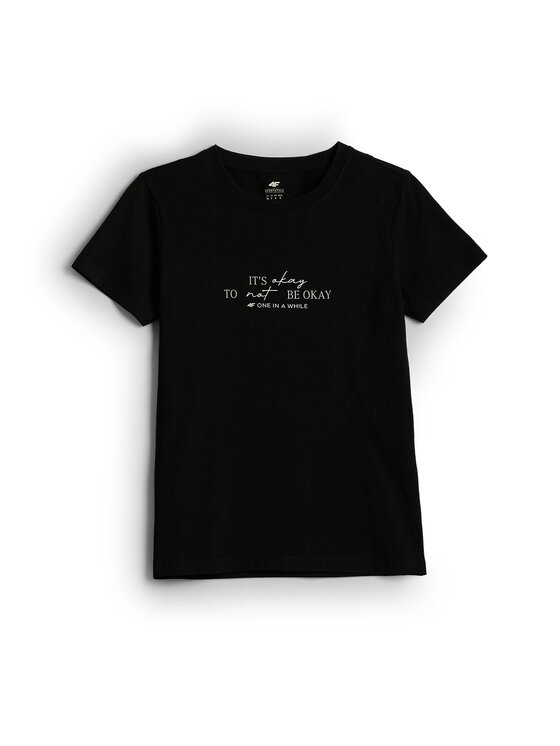 4F 4F T-Shirt SELF LOVE Czarny Slim Fit