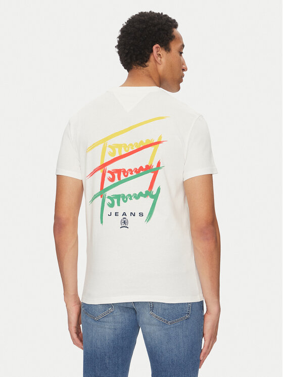 Tommy Jeans Tommy Jeans Tricou Twisted Signature DM0DM20771 Alb Regular Fit