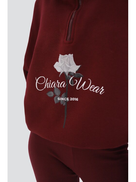 Chiara Wear Chiara Wear Bluza Bluza damska POLO ROSE Bordowy Oversize