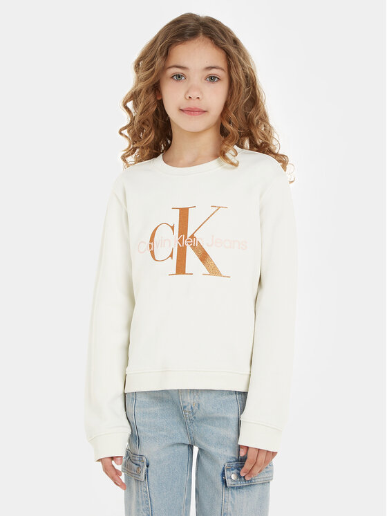 Calvin Klein Jeans Mikina Monogram IG0IG02207 Écru Regular Fit