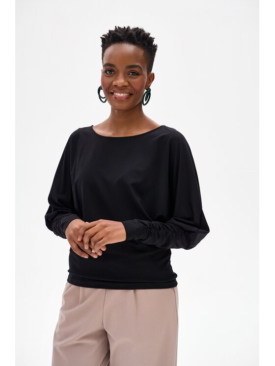 blue shadow blue shadow Bluzka Fiola Czarny Regular Fit