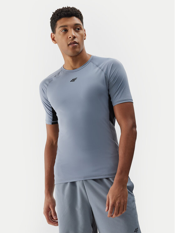 4F 4F Тениска от техническо трико 4FWSS24TFTSM700 Сив Slim Fit