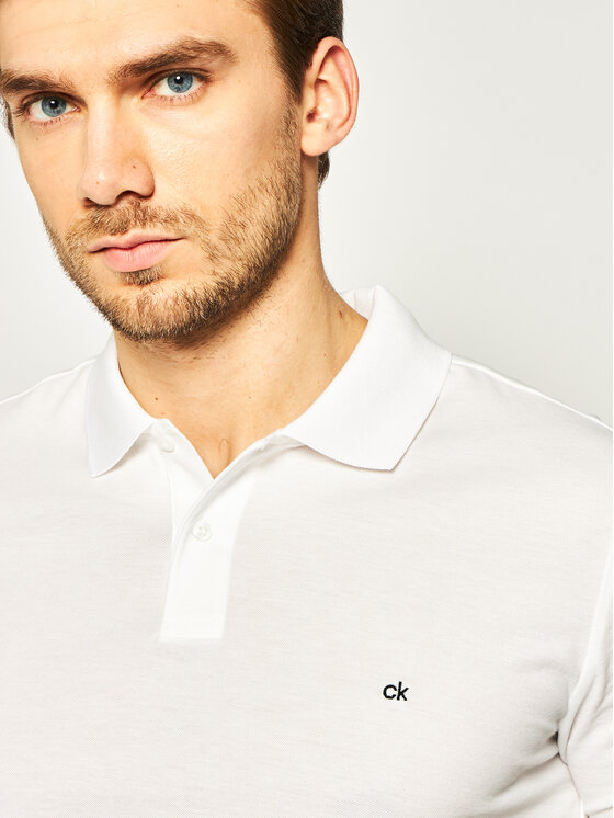 Calvin Klein Calvin Klein Poloshirt Refined Pique Chest Logo K10K02964 Weiß Slim Fit