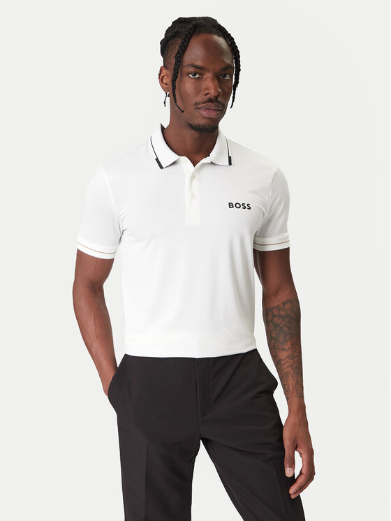 BOSS Tricou polo Paul Pro 50506203 Alb Slim Fit