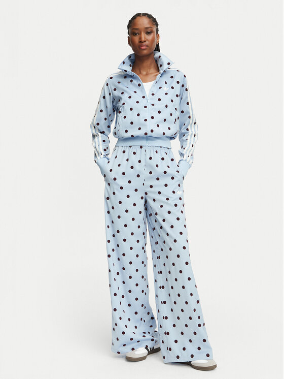 adidas adidas Spodnie dresowe Satin Polka Dots Wide Leg Pant KV1170 Niebieski jasny Relaxed Fit