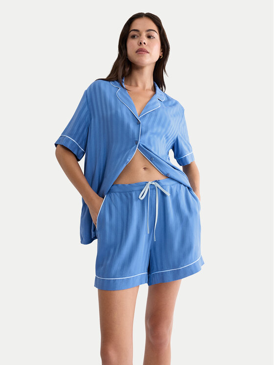 Triumph Triumph Pantaloni scurți pijama Amourette Jacquard 10227207 Albastru Regular Fit