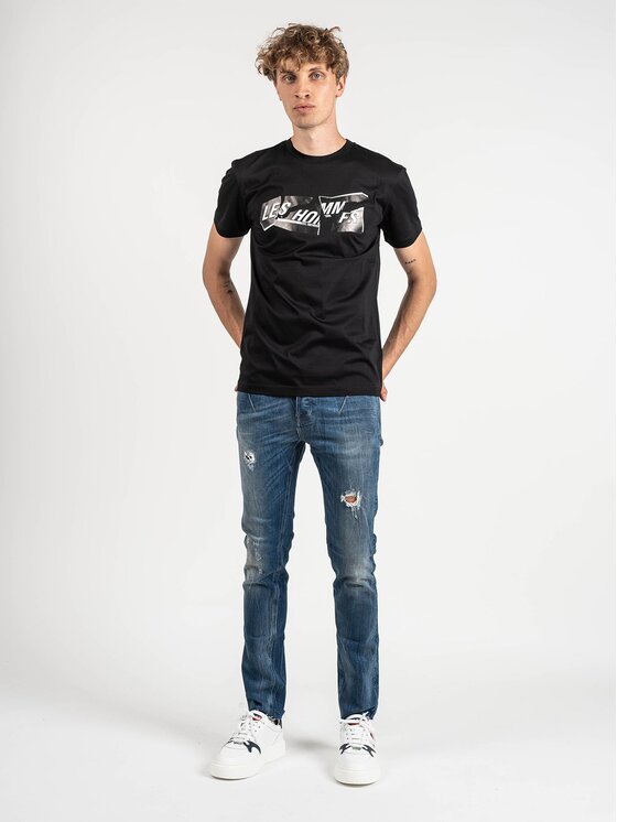 Les Hommes Les Hommes T-Shirt LLT202-717P | Round Neck T-Shirt Μαύρο Regular Fit