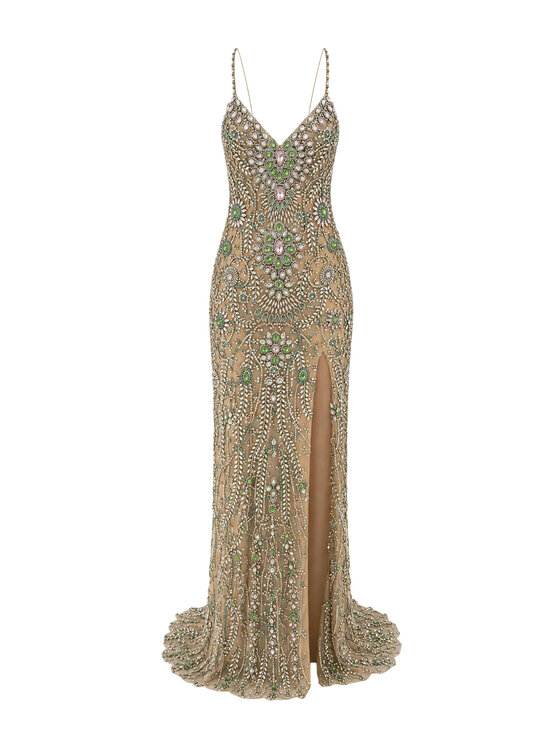 PHILIPP PLEIN PHILIPP PLEIN Sukienka wieczorowa 32212 Beżowy Regular Fit