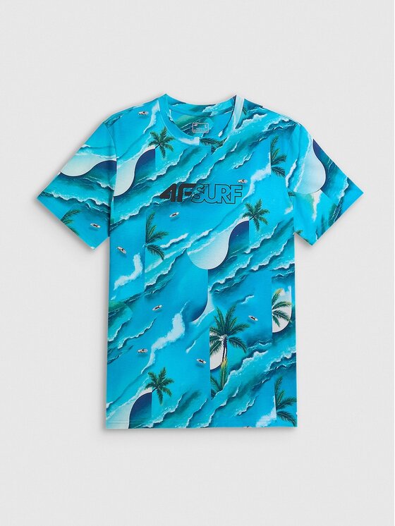 4F 4F T-Shirt CATCH THE WAVE Ανοιχτό μπλε Regular Fit