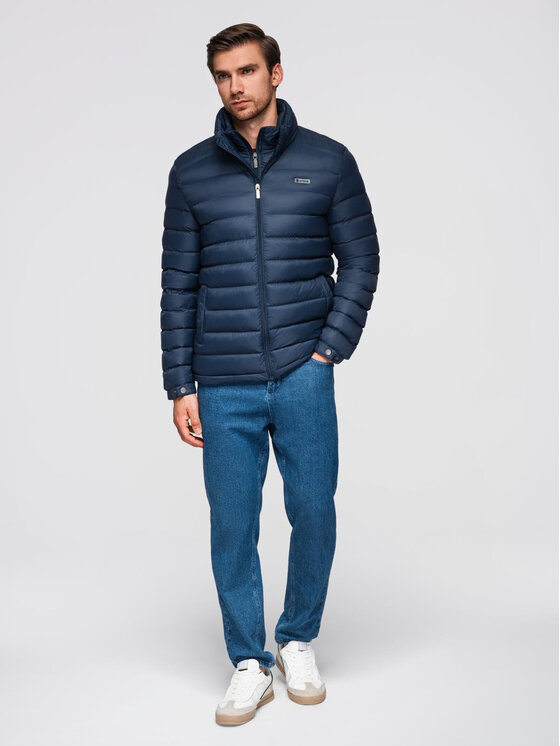 Ombre Ombre Kurtka puchowa OM-JALP-0231 Granatowy Regular Fit
