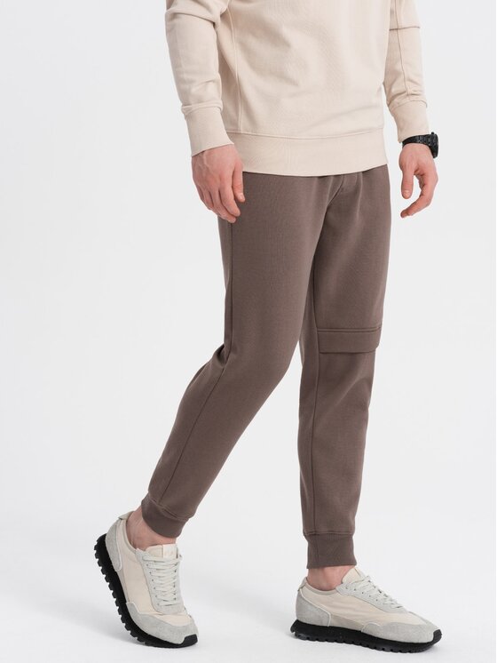 Ombre Ombre Teplákové kalhoty OM-PASK-0147 Hnědá Regular Fit