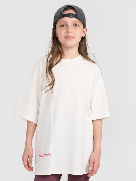 4F 4F T-Shirt 4FJRAW25TTSHF3187-11S Biały Oversize