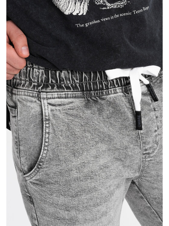 Ombre Ombre Jeansy OM-PADJ-0150 Šedá Slim Fit