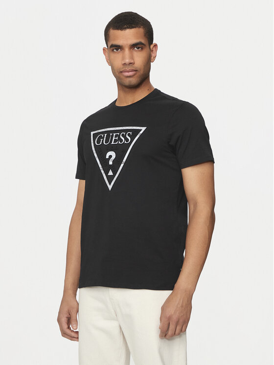 Guess T-krekls M4YI86 K9RM1 Melns Slim Fit