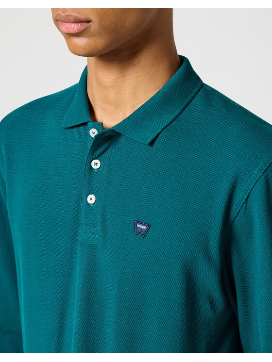 Wrangler Wrangler T-Shirt LS POLO Niebieski Regular Fit