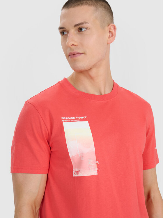4F 4F T-Shirt MIDSHOP TEXTILE Koralowy Regular Fit